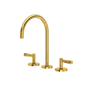 ROHL Amahle™ Widespread Lavatory Faucet With C-Spout In Unlacquered Brass
