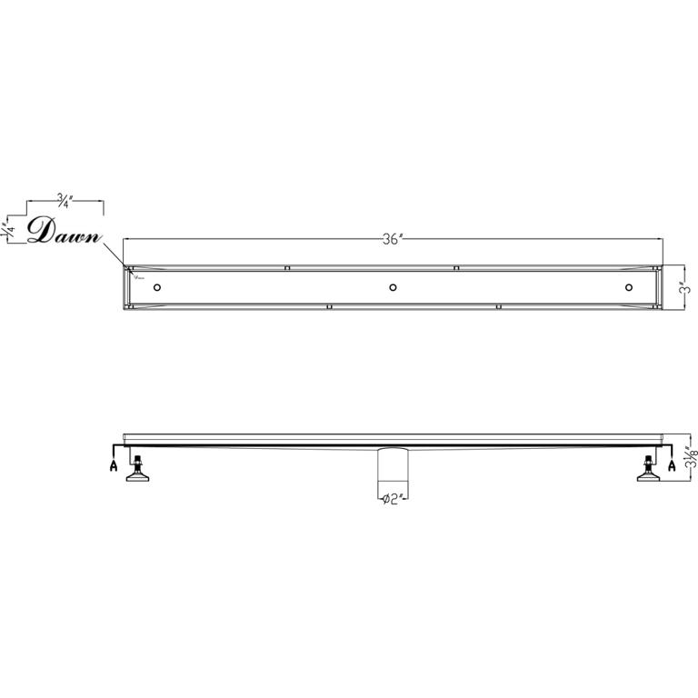 Dawn® Colorado River Series - Tile Insert Linear Shower Drain 36"L In Polished satin - Image 2