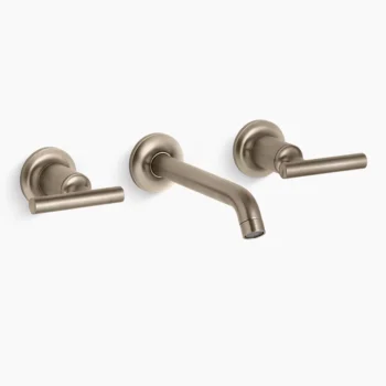 Kohler Purist Wall-mount bathroom sink faucet trim with Lever handles, 1.2 gpm - Vibrant Brushed Bronze