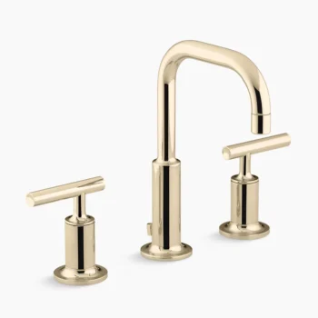 Kohler Purist Widespread bathroom sink faucet with Lever handles, 1.2 gpm - Vibrant French Gold