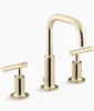 Kohler Purist Widespread bathroom sink faucet with Lever handles, 1.2 gpm – Vibrant French Gold