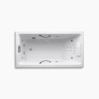 Kohler Tea-for-Two 66" x 36" drop-in Effervescence whirlpool bath - White - Image 2