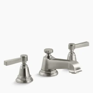Kohler Pinstripe Widespread bathroom sink faucet with Lever handles, 1.2 gpm – Vibrant Brushed Nickel