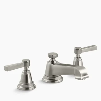 Kohler Pinstripe Widespread bathroom sink faucet with Lever handles, 1.2 gpm - Vibrant Brushed Nickel