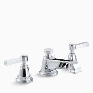 Kohler Pinstripe Widespread bathroom sink faucet with Lever handles, 1.2 gpm – Polished Chrome