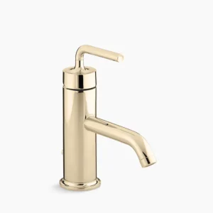 Kohler Purist Single-handle bathroom sink faucet with Straight Lever handle, 1.2 gpm – Vibrant French Gold