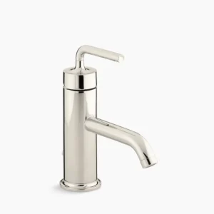 Kohler Purist Single-handle bathroom sink faucet with Straight Lever handle, 1.2 gpm – Vibrant Polished Nickel