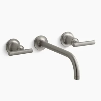 Kohler Purist Wall-mount bathroom sink faucet trim with Lever handles, 1.2 gpm - Vibrant Brushed Nickel