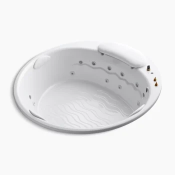 Kohler RiverBath 75" x 75" drop-in heated whirlpool bath with chromatherapy - White
