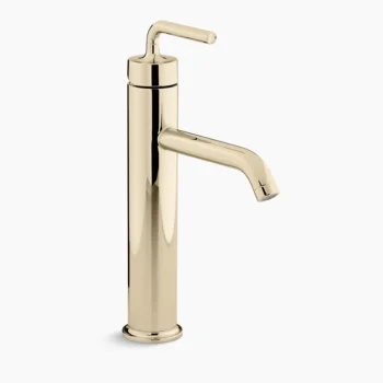 Kohler Purist Tall single-handle bathroom sink faucet with Lever handle, 1.2 gpm - Vibrant French Gold