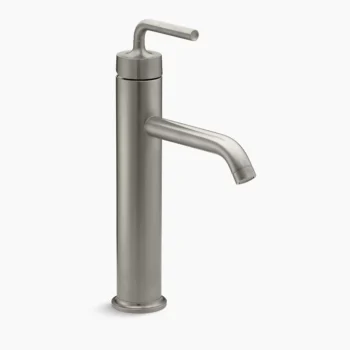 Kohler Purist Tall single-handle bathroom sink faucet with Lever handle, 1.2 gpm - Vibrant Brushed Nickel