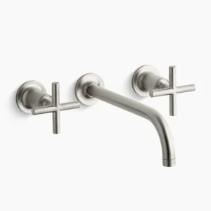 Kohler Purist Wall-mount bathroom sink faucet trim with Cross handles, 1.2 gpm – Vibrant Brushed Nickel