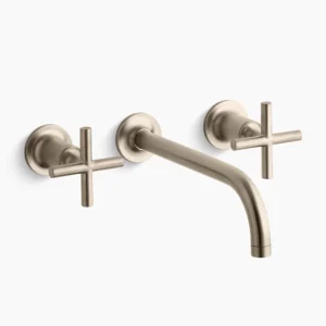 Kohler Purist Wall-mount bathroom sink faucet trim with Cross handles, 1.2 gpm – Vibrant Brushed Bronze