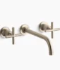 Kohler Purist Wall-mount bathroom sink faucet trim with Cross handles, 1.2 gpm – Vibrant Brushed Bronze