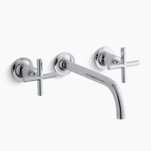 Kohler Purist Wall-mount bathroom sink faucet trim with Cross handles, 1.2 gpm – Polished Chrome