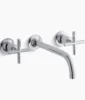 Kohler Purist Wall-mount bathroom sink faucet trim with Cross handles, 1.2 gpm – Polished Chrome