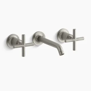 Kohler Purist Wall-mount bathroom sink faucet trim with Cross handles, 1.2 gpm – Vibrant Brushed Nickel