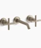 Kohler Purist Wall-mount bathroom sink faucet trim with Cross handles, 1.2 gpm – Vibrant Brushed Bronze
