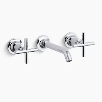 Kohler Purist Wall-mount bathroom sink faucet trim with Cross handles, 1.2 gpm - Polished Chrome