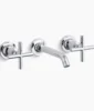 Kohler Purist Wall-mount bathroom sink faucet trim with Cross handles, 1.2 gpm – Polished Chrome