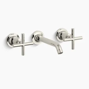 Kohler Purist Wall-mount bathroom sink faucet trim with Cross handles, 1.2 gpm – Vibrant Polished Nickel