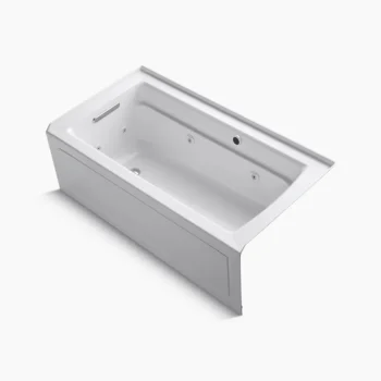 Kohler Archer 60" x 32" alcove whirlpool bath with Bask heated surface, alcove left drain - White