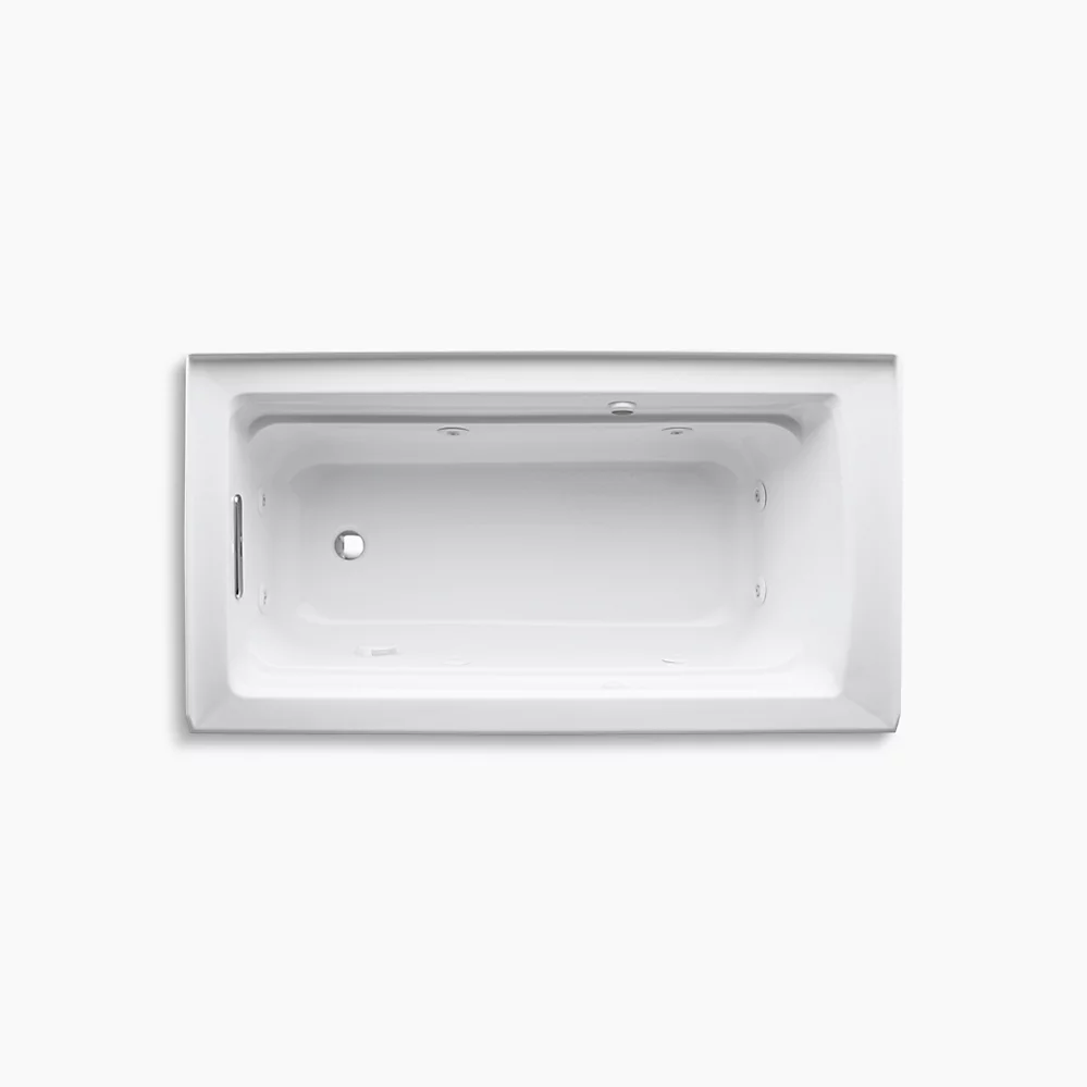 Kohler Archer 60" x 32" alcove whirlpool bath with Bask heated surface, alcove left drain - White - Image 2
