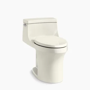 Kohler San Souci‚ One-piece compact elongated toilet with concealed trapway, 1.28 gpf – Biscuit