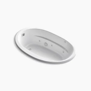 Kohler Sunward 66″ x 42″ drop-in whirlpool bath with Bask heated surface – White