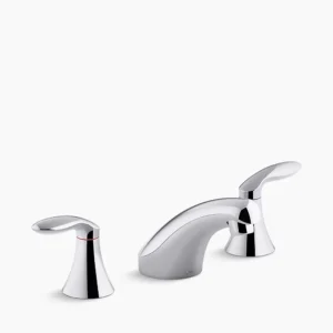 Kohler Coralais Widespread bathroom sink faucet with lever handles, less drain and lift rod – Polished Chrome
