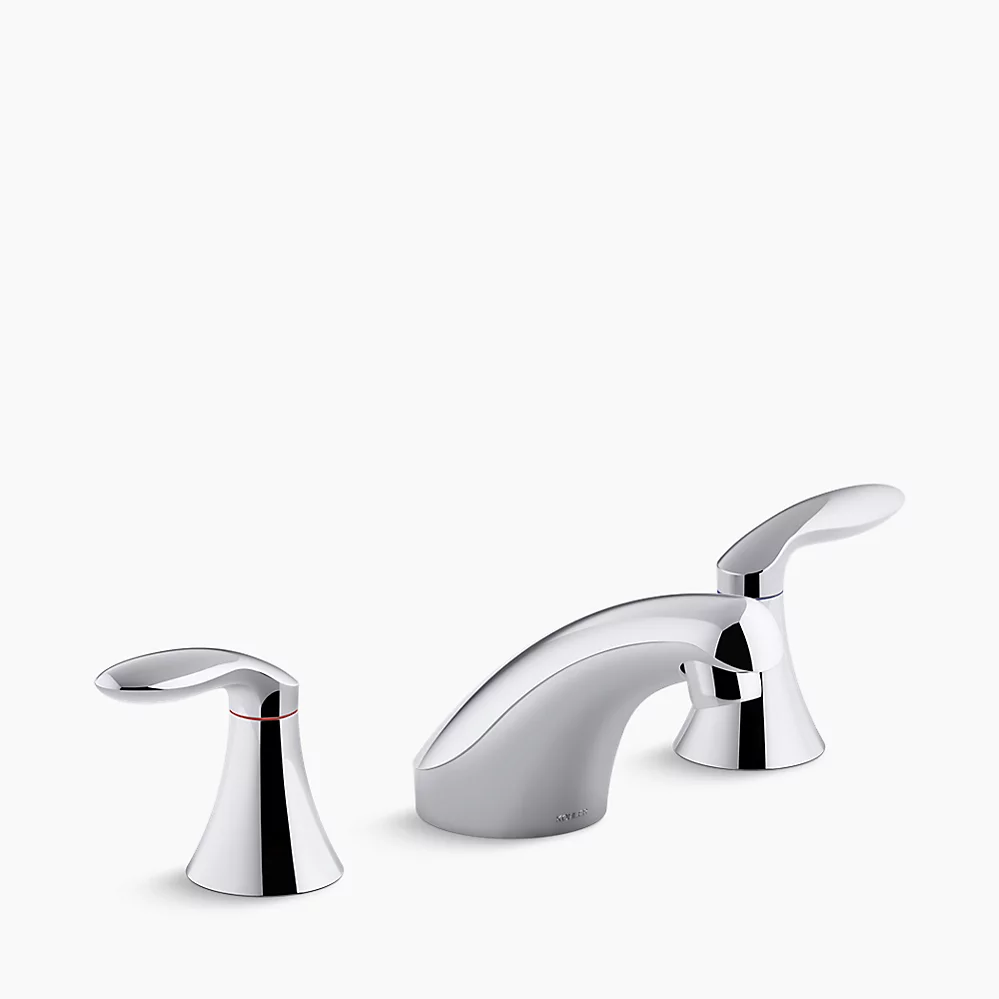 Kohler Coralais Widespread bathroom sink faucet with lever handles, less drain and lift rod - Polished Chrome