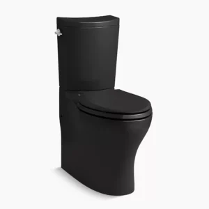 Kohler Persuade Curv Two-piece elongated toilet with skirted trapway, dual-flush – Black