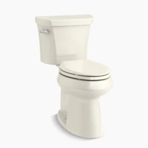 Kohler Highline Two-piece elongated toilet with concealed trapway, 1.28 gpf – Biscuit