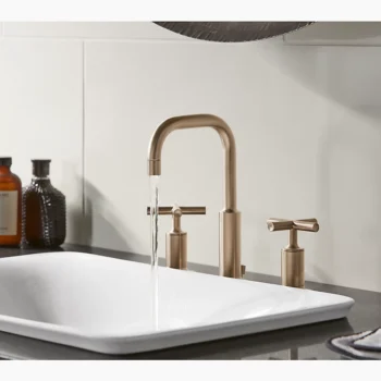 Kohler Purist Widespread bathroom sink faucet with Cross handles, 1.2 gpm - Matte Black - Image 10