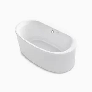 Kohler Sunstruck 65-1/2″ x 35-1/2″ freestanding Heated BubbleMassage‚ air bath with Bask heated surface and straight shroud – White
