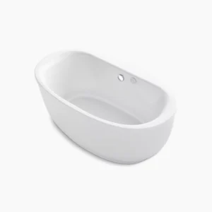 Kohler Sunstruck 65-1/2″ x 35-1/2″ freestanding Heated BubbleMassage‚ air bath with Bask heated surface and fluted shroud – White