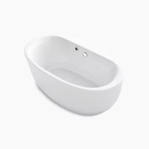 Kohler Sunstruck 60″ x 34″ freestanding bath with Bask heated surface and fluted shroud – White