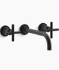 Kohler Purist Wall-mount bathroom sink faucet trim with Cross handles, 1.2 gpm – Matte Black