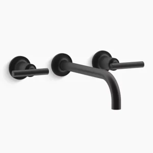 Kohler Purist Wall-mount bathroom sink faucet trim with Lever handles, 1.2 gpm – Matte Black