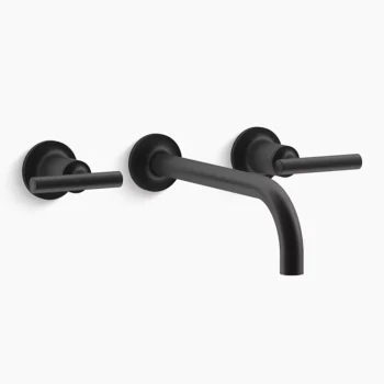 Kohler Purist Wall-mount bathroom sink faucet trim with Lever handles, 1.2 gpm - Matte Black