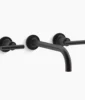 Kohler Purist Wall-mount bathroom sink faucet trim with Lever handles, 1.2 gpm – Matte Black