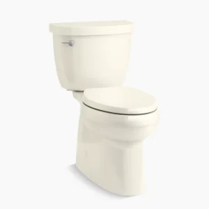 Kohler Cimarron‚ Two-piece elongated toilet with skirted trapway, 1.28 gpf – Biscuit