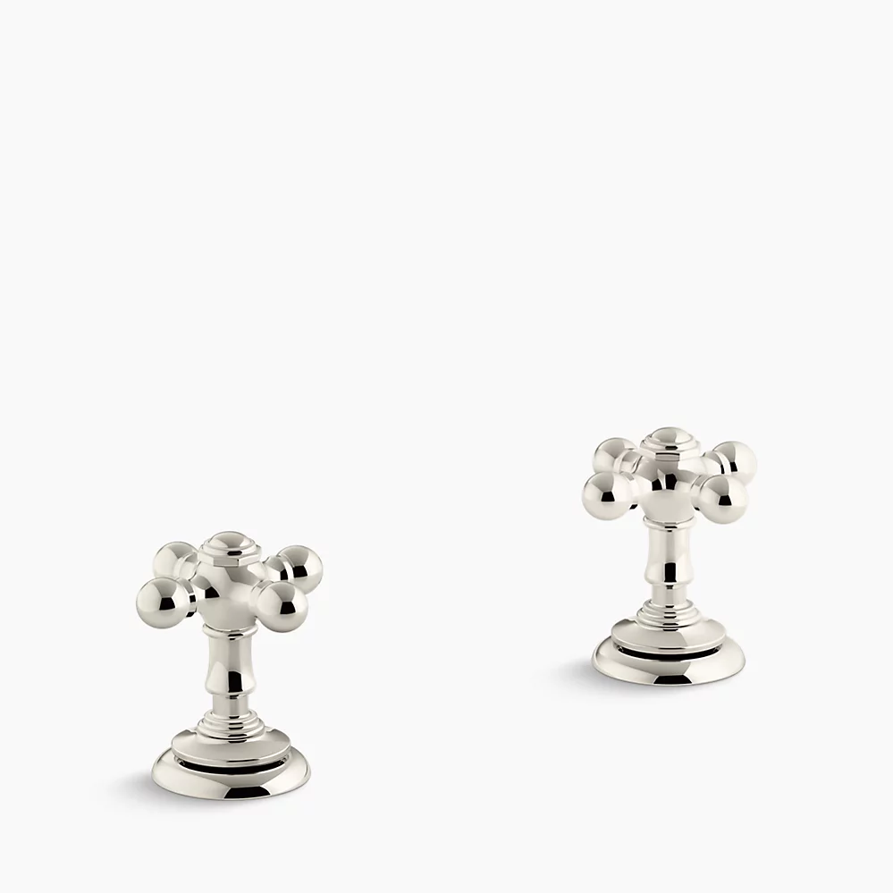 Kohler Artifacts Cross bathroom sink faucet handles - Vibrant Polished Nickel