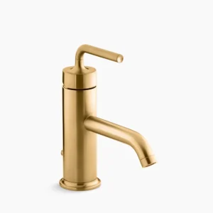 Kohler Purist Single-handle bathroom sink faucet with Straight Lever handle, 1.2 gpm – Vibrant Brushed Moderne Brass