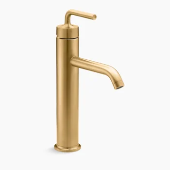 Kohler Purist Tall single-handle bathroom sink faucet with Lever handle, 1.2 gpm - Vibrant Brushed Moderne Brass