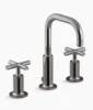 Kohler Purist Widespread bathroom sink faucet with Cross handles, 1.2 gpm – Vibrant Titanium