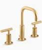 Kohler Purist Widespread bathroom sink faucet with Lever handles, 1.2 gpm – Vibrant Brushed Moderne Brass