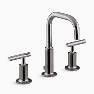 Kohler Purist Widespread bathroom sink faucet with Lever handles, 1.2 gpm – Vibrant Titanium