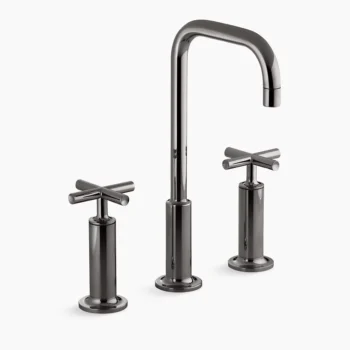 Kohler Purist Widespread bathroom sink faucet with Cross handles, 1.2 gpm - Vibrant Titanium