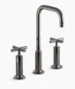 Kohler Purist Widespread bathroom sink faucet with Cross handles, 1.2 gpm – Vibrant Titanium